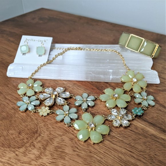 💚 Statement Necklace Bracelet Earring SET - Picture 3 of 16